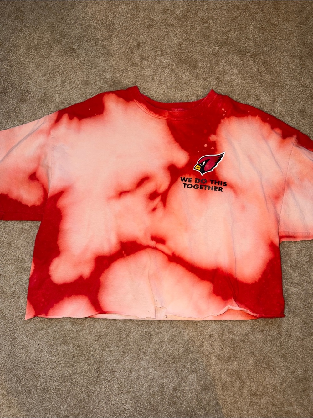 Arizona Cardinals Tie-Dye Cropped Tee - Red & Pink